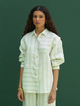 Akra Striped Linen Co-ord Set - Mint