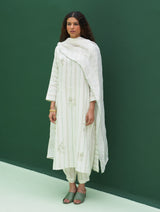 Eiko Striped Linen Kurta Set - Mint