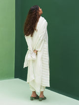 Ezra Striped Linen Kurta Set - Mint