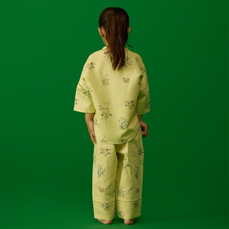 Hena Floral Linen Co-ord Set - Pistachio