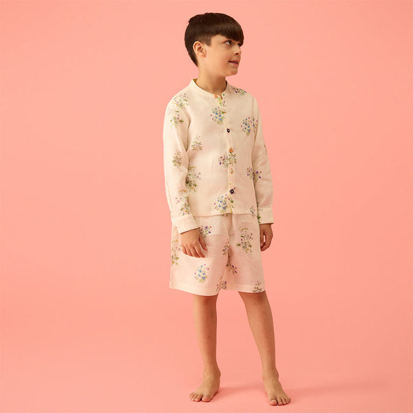 Ivan Floral Linen Co-Ord Set - Ivory