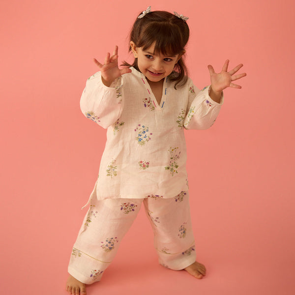 Sahar Floral Kurta Set - Ivory