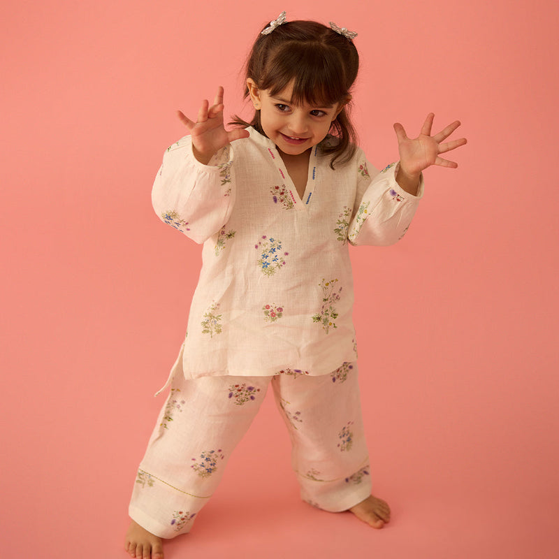 Sahar Floral Kurta Set - Ivory