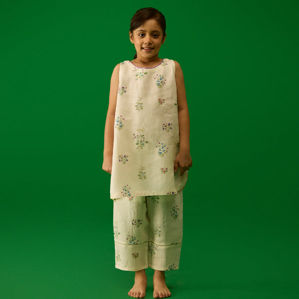 Fara Floral Kurta - Ivory