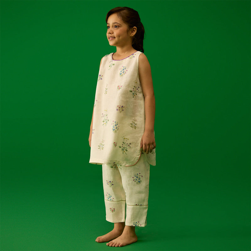 Fara Floral Kurta - Ivory