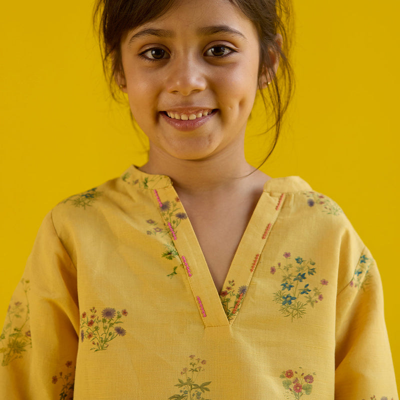 Sahar Floral Kurta - Mustard