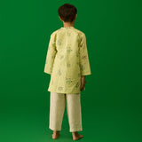 Kash Floral Linen Kurta - Pistachio