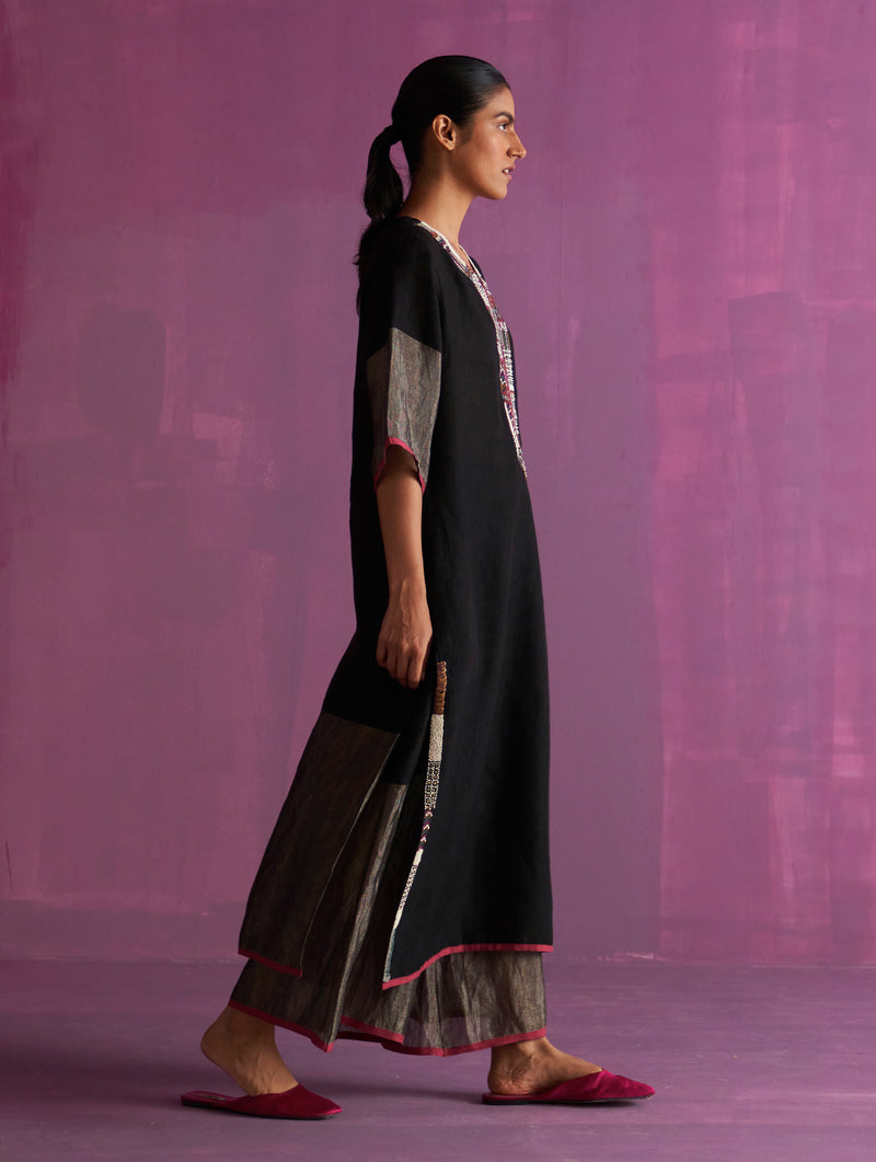 Mato Hand-Embroidered Kurta Set - Black