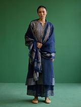 Rida Hand-Embroidered Kurta Set - Navy