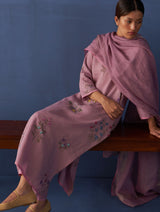 Sakura Botanical Linen Kurta Set - Lavender