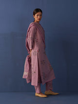 Sakura Botanical Linen Kurta Set - Lavender