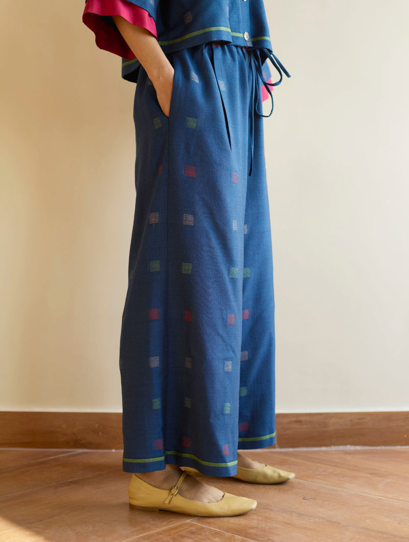 Akia Wool & Silk Kurta Set - Navy