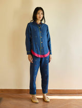 Ayat Jamdani Wool Co-ord Set - Navy