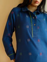 Akia Wool & Silk Kurta - Navy