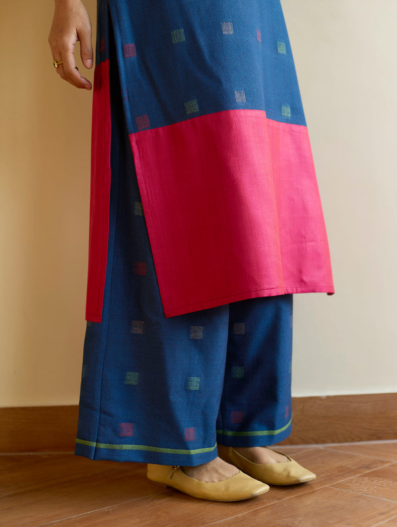 Akia Wool & Silk Kurta - Navy