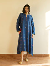 Sakina Jamdani Wool Pheran - Navy