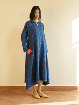 Sakina Jamdani Wool Pheran - Navy