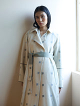 Kayan Jamdani Wool Dress with Jacket - Ivory