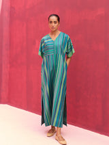 Inca Silk Kaftan Dress - Peacock