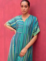 Inca Silk Kaftan Dress - Peacock