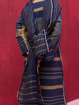 Kiza Handwoven Linen Dupatta - Navy