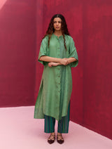 Zizara Block Printed Kurta Set - Peacock