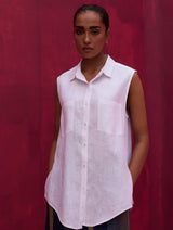 Lira Sleeveless Linen Shirt - Ivory