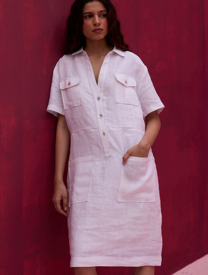 Vana Linen Dress - Ivory