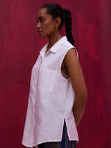 Lira Sleeveless Linen Shirt - Ivory