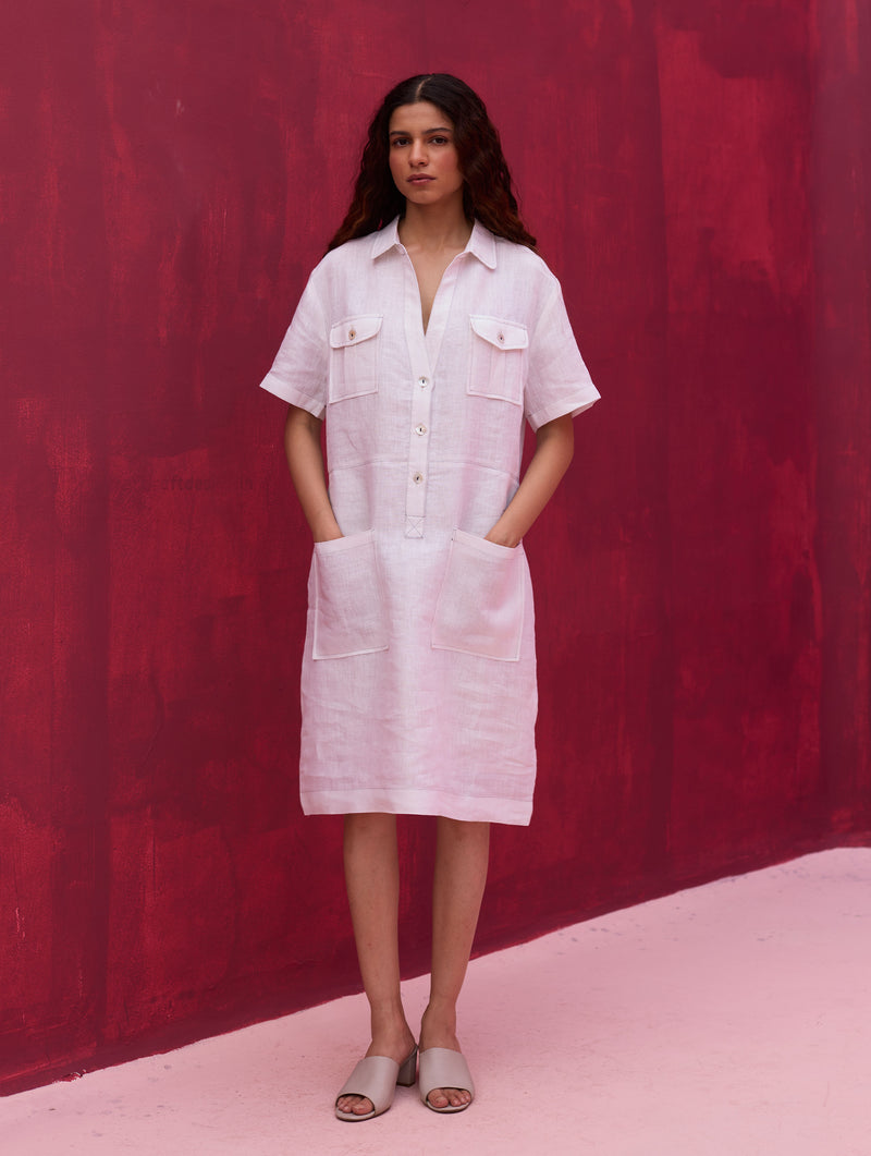 Vana Linen Dress - Ivory