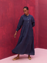 Shiri Linen Dress - Navy