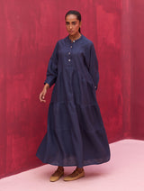 Shiri Linen Dress - Navy