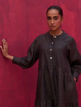 Shiri Linen Dress - Charcoal