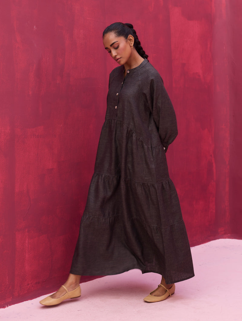 Shiri Linen Dress - Charcoal