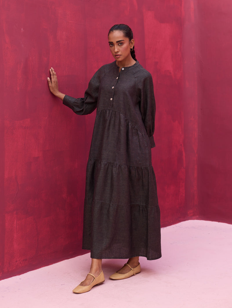 Shiri Linen Dress - Charcoal