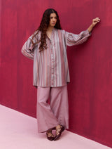 Zahira Block Printed Silk Pants - Lavender