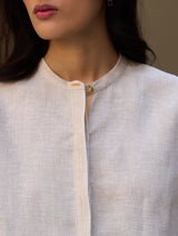 Yoshi Border Linen Top - Natural