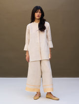 Yoshi Border Linen Co-ord Set - Natural