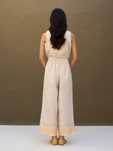 Mara Border Linen Pant - Natural