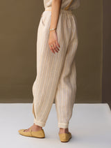 Iona Striped Linen Pant - Natural