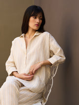 Kiku Striped Linen Co-ord Set - Natural