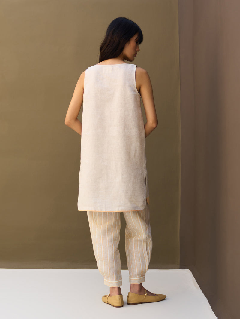 Nu Border Linen Kurta - Natural