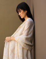 Kuma Stripe Border Linen Dupatta - Natural