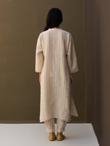 Ezra Striped Linen Kurta - Natural