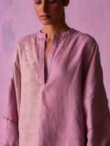 Ana Metallic Linen Top - Lavender