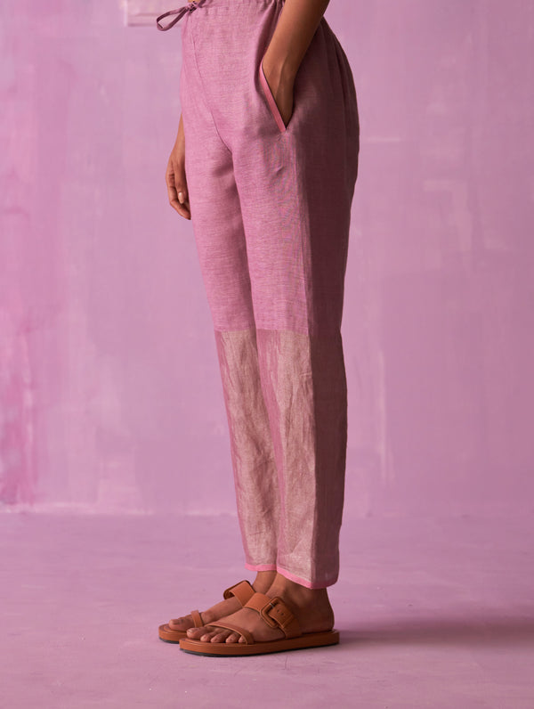 Essa Metallic Linen Pant - Lavender