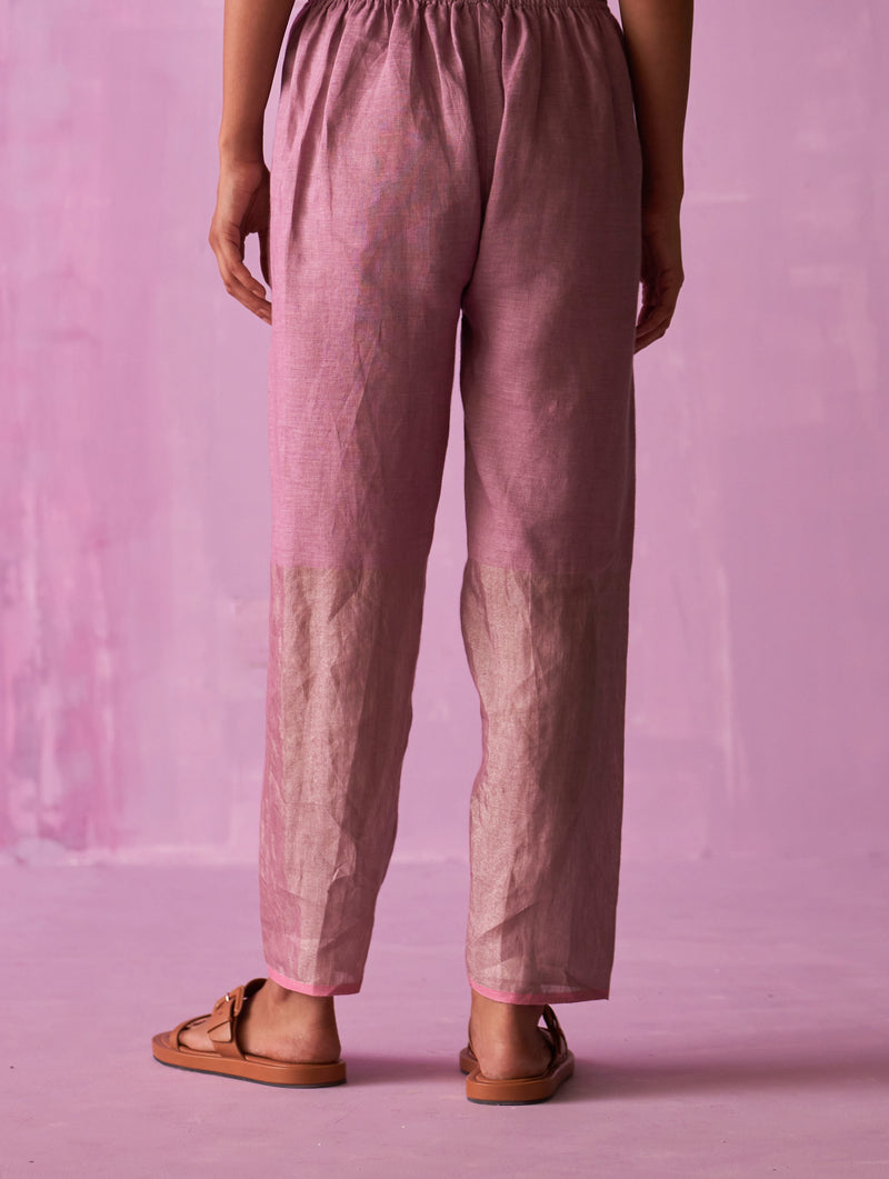 Essa Metallic Linen Pant - Lavender