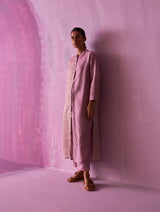 Clara Metallic Shirt Kurta - Lavender