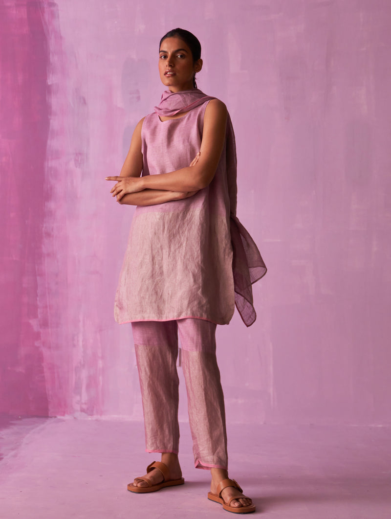 Essa Metallic Linen Pant - Lavender