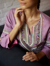 Afra Hand-Embroidered Kurta - Lavender